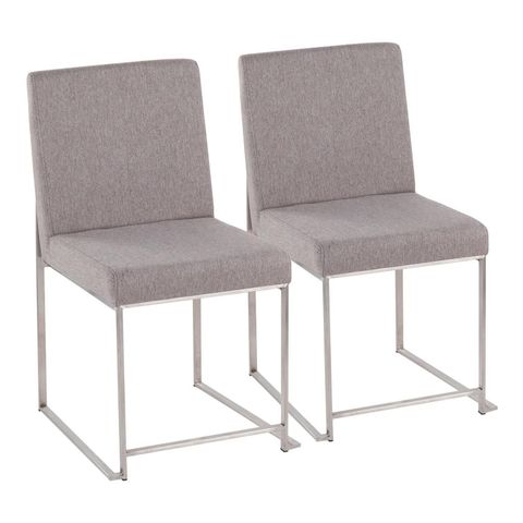 Lumisource High-Back Fuji Dining Chairs, Light Gray/Brushed Stainless ... with Integrating Grey Brushed Stainless Steel Pacific Chairs into Modern Homes